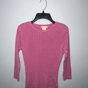 Sweet Romeo Long Sleeve Ribbed Top - Pink